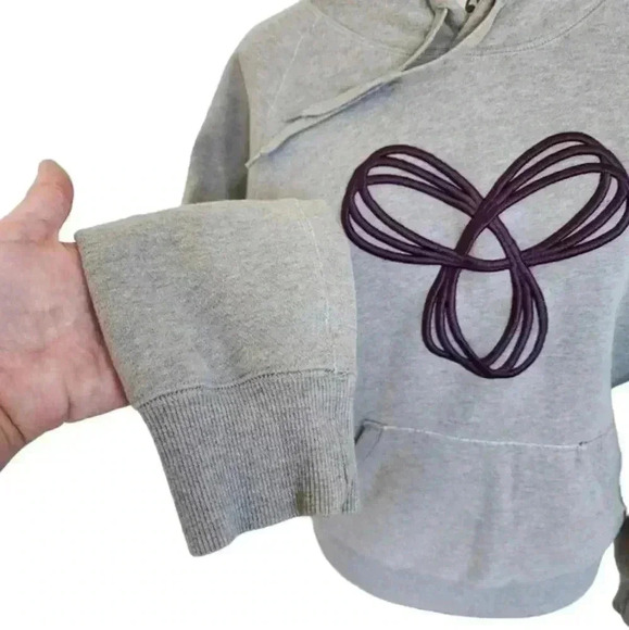 Aritzia TNA Sweatfleece Baltic Hoodie Grey Purple Sweatshirt Women's size Small - Picture 8 of 13